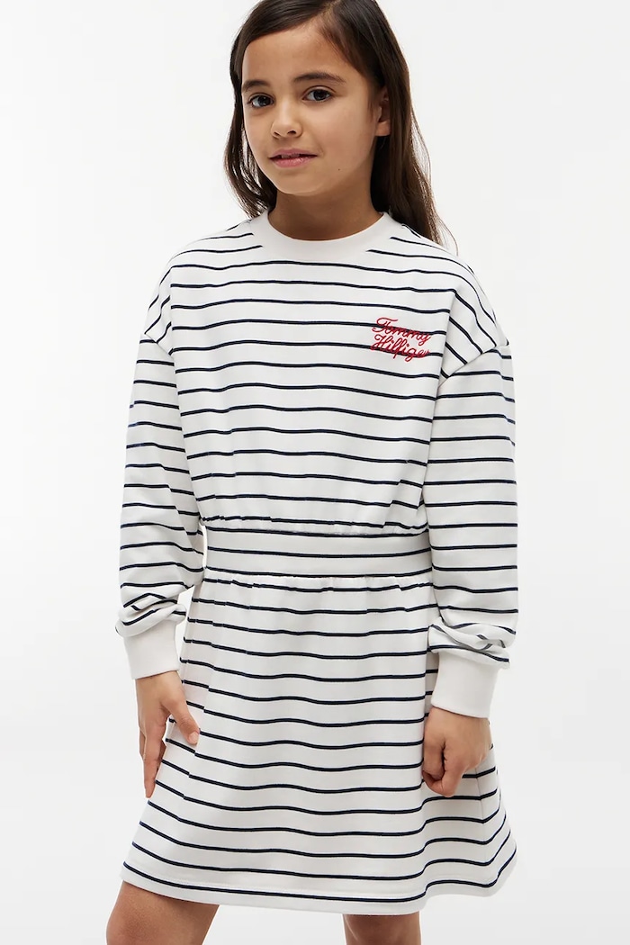 Dziewczynka Tommy Hilfiger sukienka z bawełną KG0KG09397.9BY2 biały