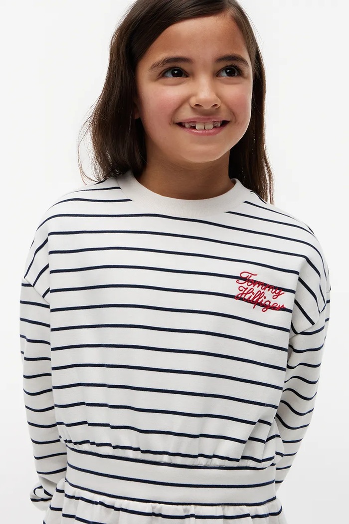 Tommy Hilfiger sukienka z bawełną biały KG0KG09397.9BY2