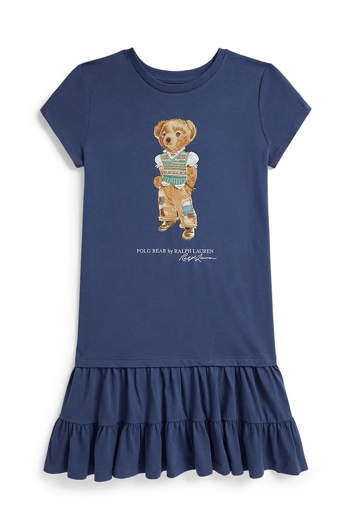 Polo Ralph Lauren obleka A-kroja bombažna mornarsko modra 313B20040001