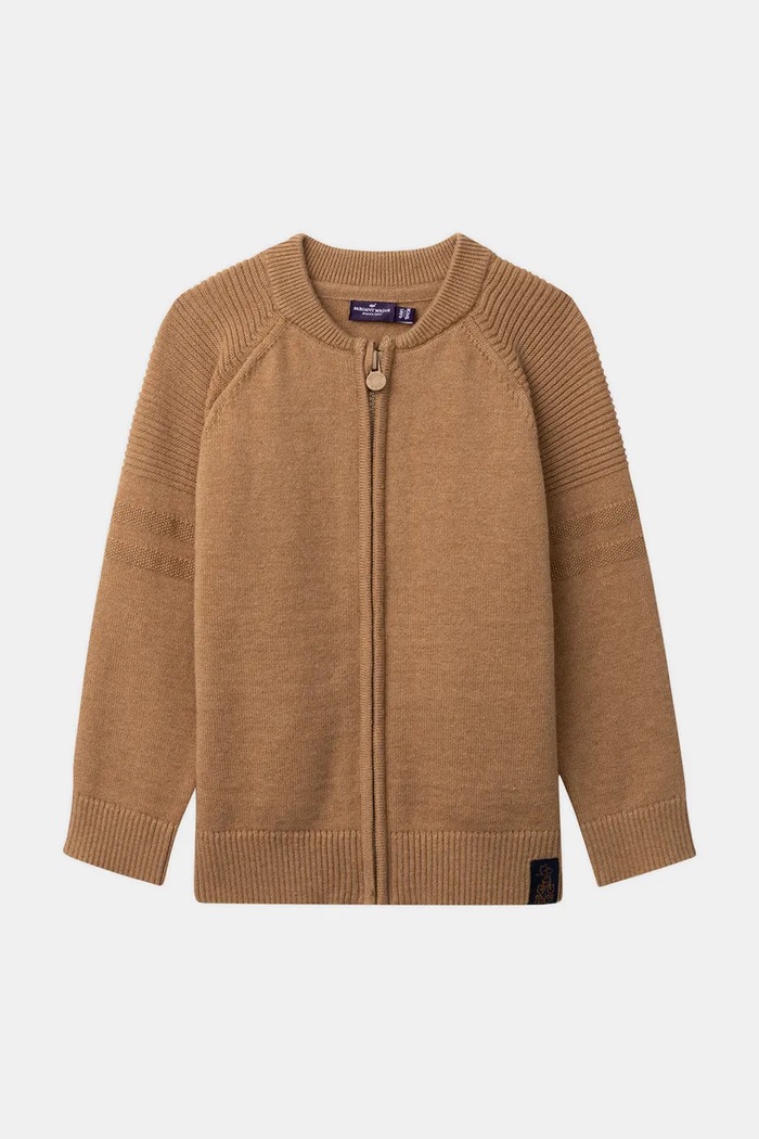 Sergent Major Sweter rozpinany dziecięcy z dodatkiem wełny brązowy 26H3PG53GIL.98.104