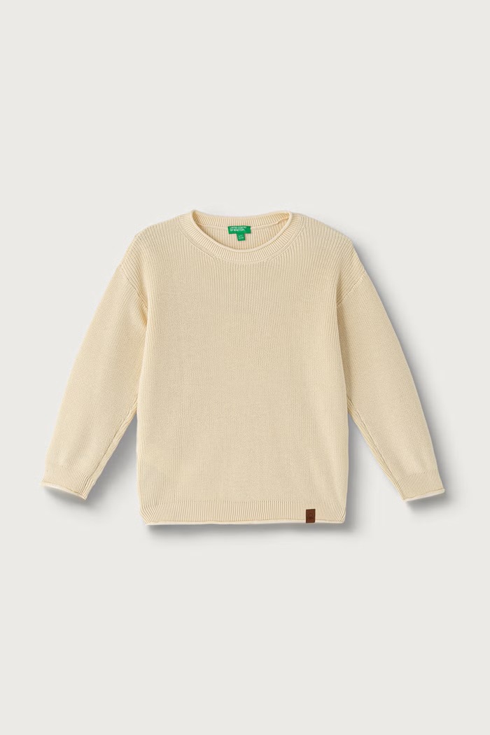 United Colors of Benetton Sweter dziecięcy bawełniany beżowy 1ZOJC10AD.G.Seasonal