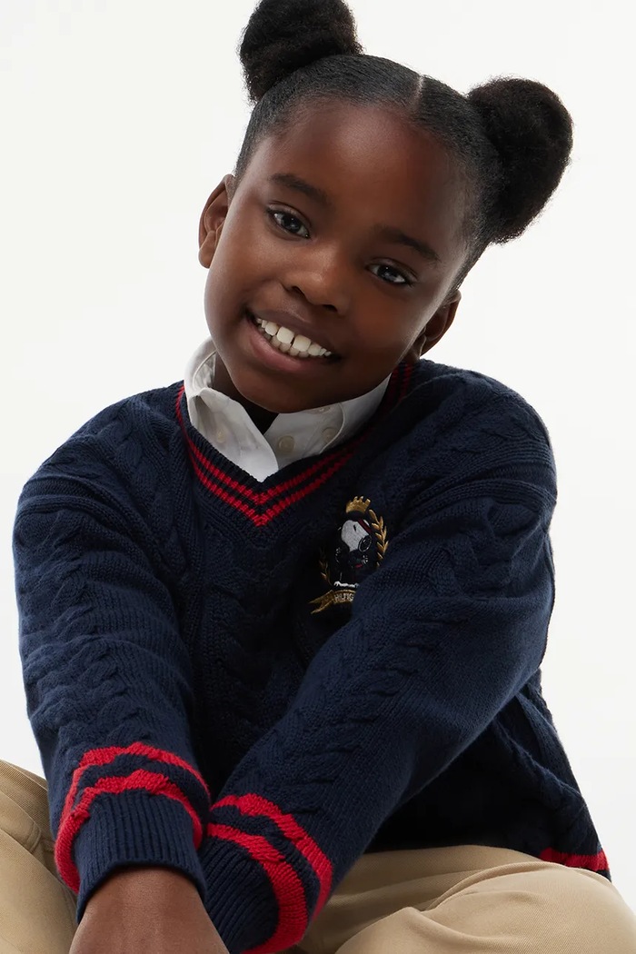 Sweter dziecięcy bawełniany x Peanuts Tommy Hilfiger KS0KS00763.128.176.9BY2 granatowy