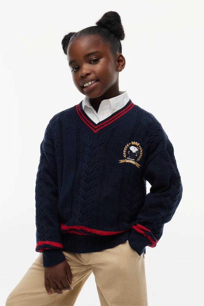 Sweter dziecięcy bawełniany x Peanuts Tommy Hilfiger granatowy KS0KS00763.128.176.9BY2