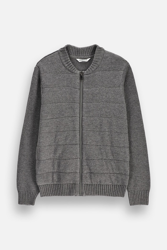 Coccodrillo Sveter na zips detský s bavlnou sivá ZC6172201GBJ