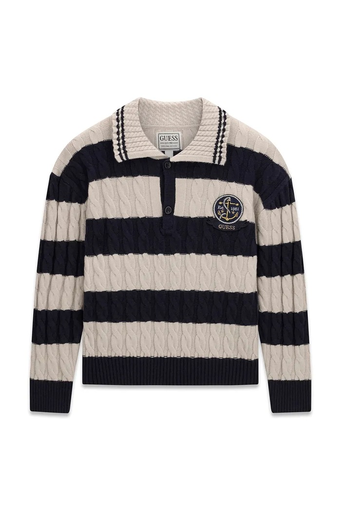 Guess Sweter dziecięcy bawełniany granatowy L6BR14.Z1608.9BY2