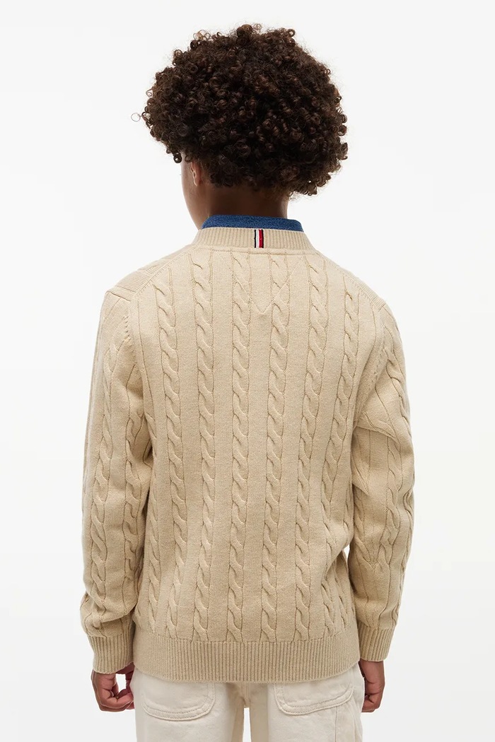 Chłopiec Tommy Hilfiger Sweter dziecięcy bawełniany KB0KB09753.98.122.9BY2 beżowy