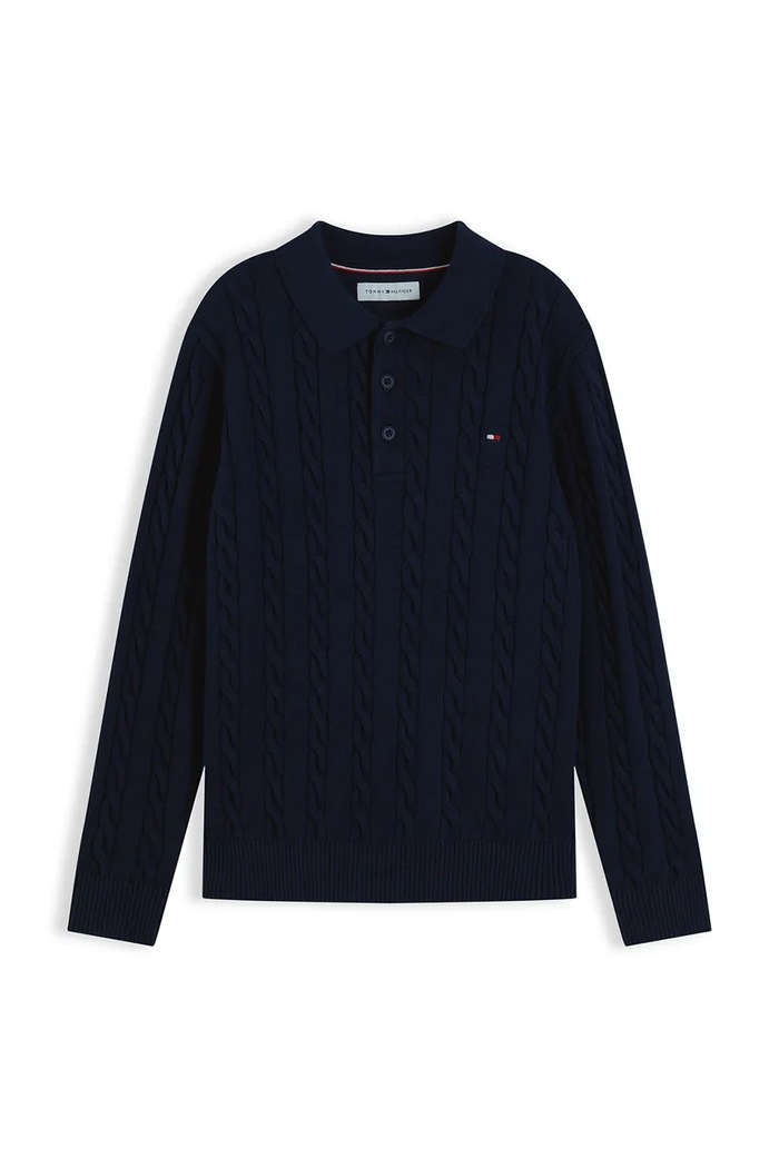Tommy Hilfiger Sweter dziecięcy bawełniany KB0KB10624.9BY2 granatowy AW26