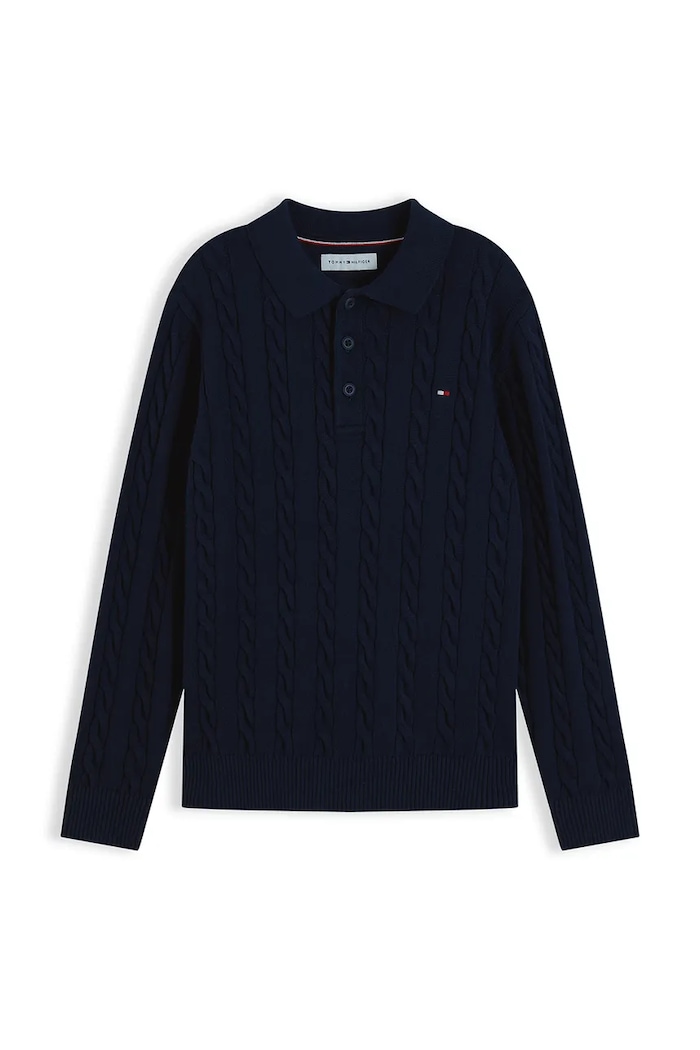 Tommy Hilfiger Sweter dziecięcy bawełniany KB0KB10624.9BY2 granatowy AW26