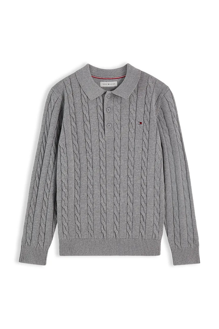 Tommy Hilfiger sweter dziecięcy bawełniany KB0KB10624.9BY2 szary AW26