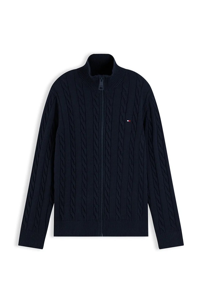 Tommy Hilfiger Sweter rozpinany dziecięcy bawełniany KB0KB10625.104.122.9BY2 granatowy AW26
