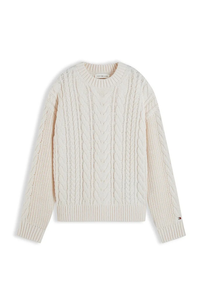 Tommy Hilfiger Sweter dziecięcy z bawełną KB0KB10626.9BY2 beżowy AW26