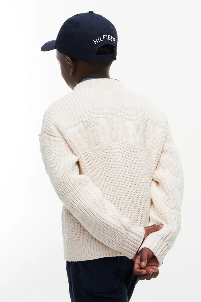 Sweter dziecięcy z bawełną Tommy Hilfiger KB0KB10626.9BY2 beżowy