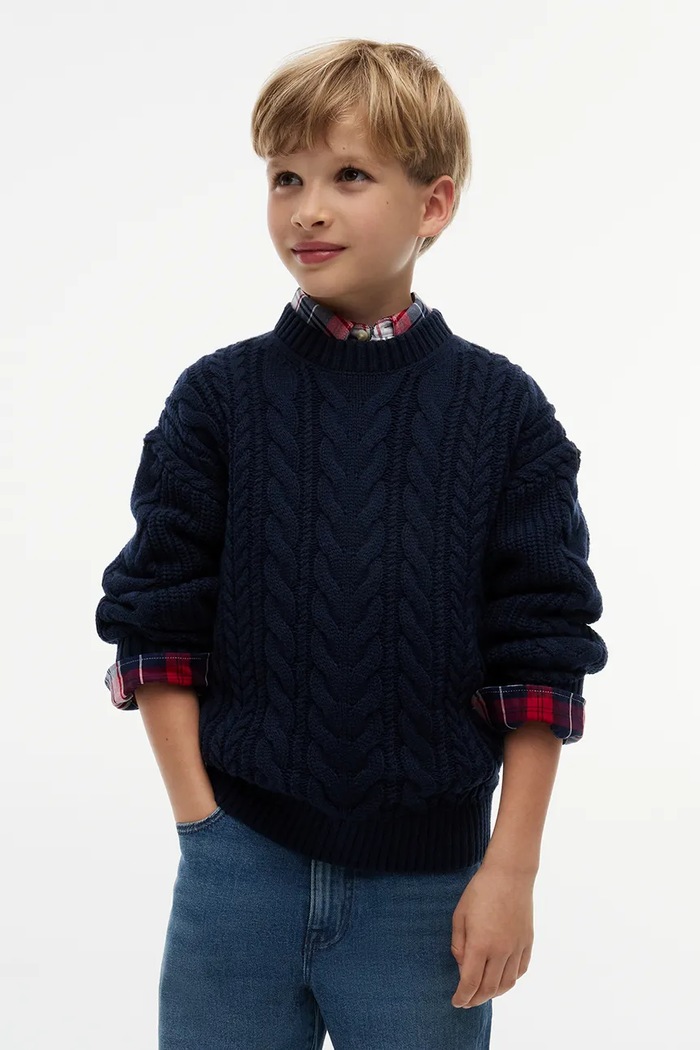 Tommy Hilfiger Sweter dziecięcy z bawełną granatowy KB0KB10626.9BY2