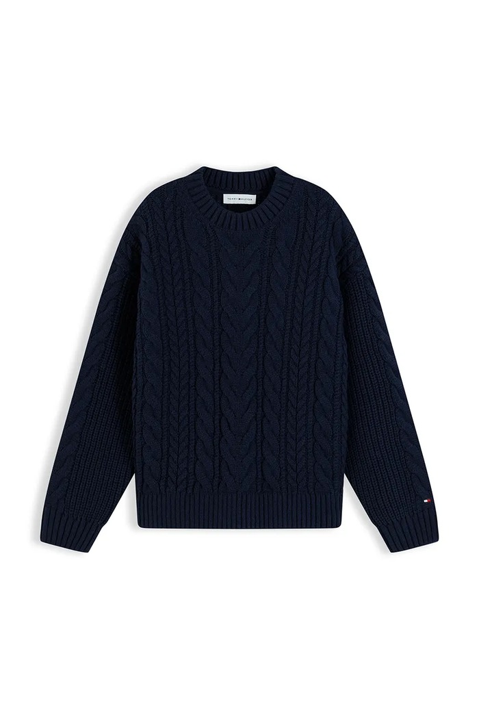 Tommy Hilfiger Sweter dziecięcy z bawełną KB0KB10626.9BY2 granatowy AW26