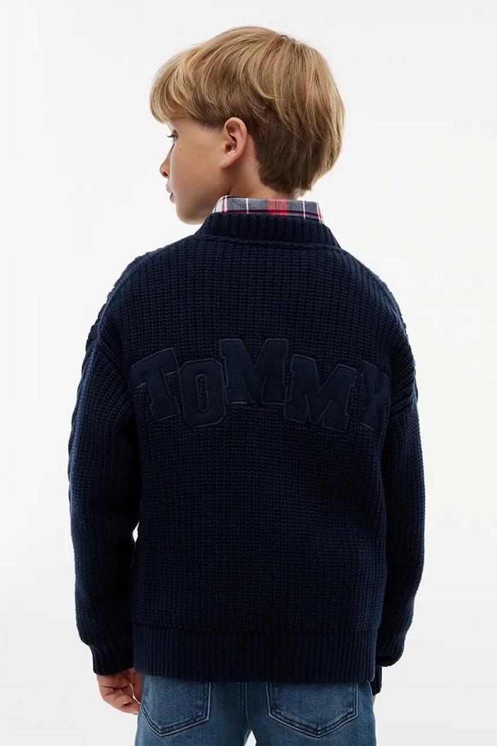 Chłopiec Tommy Hilfiger Sweter dziecięcy z bawełną KB0KB10626.9BY2 granatowy