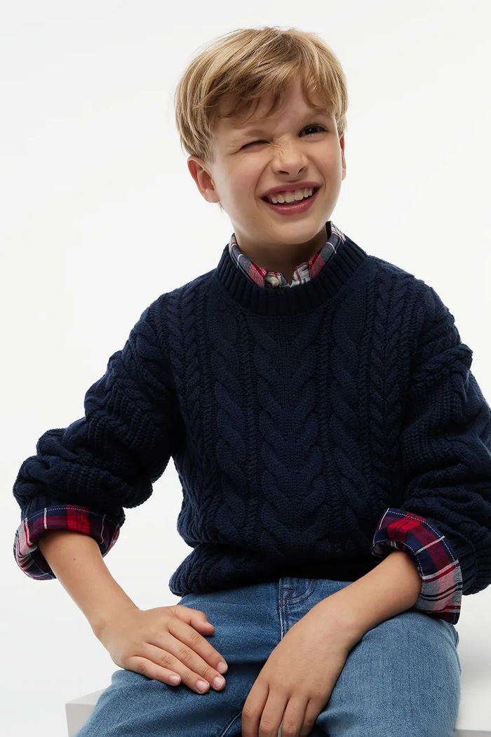 Sweter dziecięcy z bawełną Tommy Hilfiger granatowy KB0KB10626.9BY2