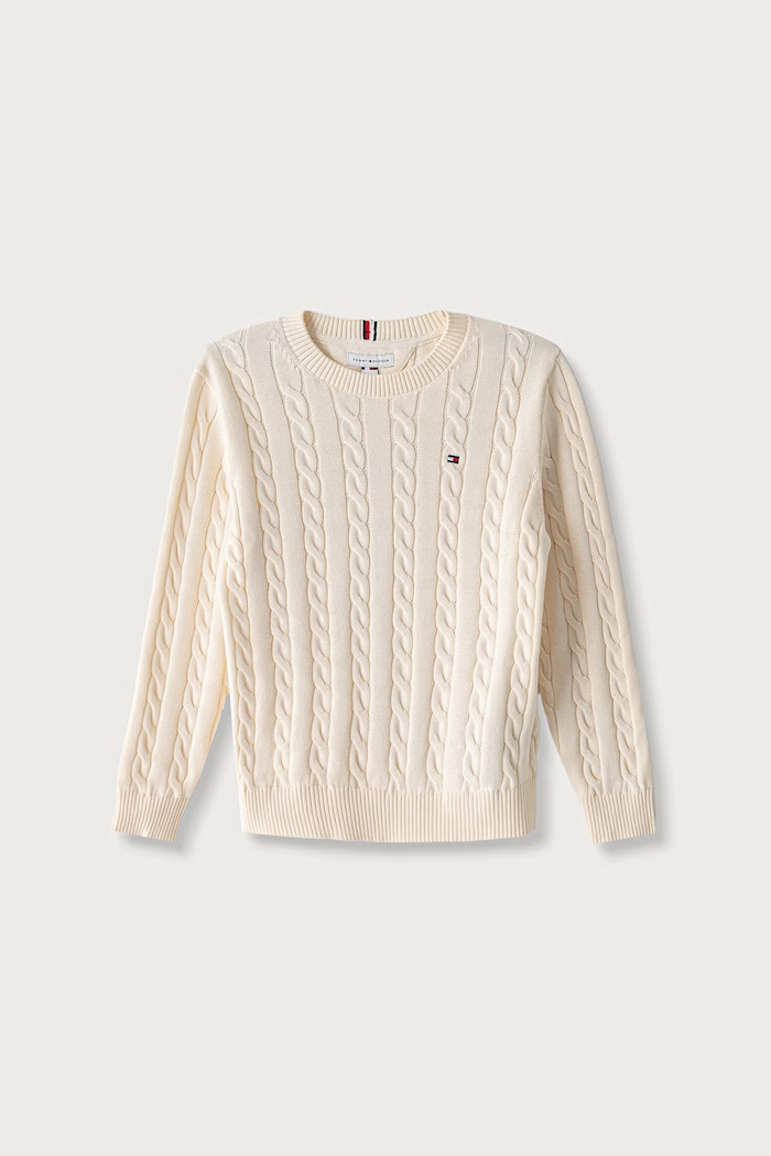 Tommy Hilfiger Sweter dziecięcy bawełniany beżowy KB0KB09753.104.122.9BY2