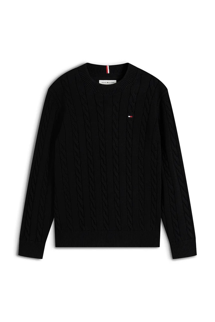 Tommy Hilfiger Sweter dziecięcy bawełniany KB0KB09753.9BY2 czarny AW26