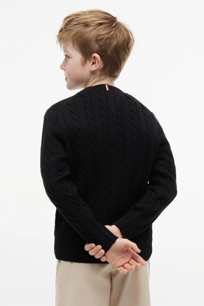 Chłopiec Tommy Hilfiger Sweter dziecięcy bawełniany KB0KB09753.9BY2 czarny