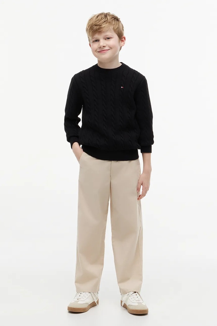Sweter dziecięcy bawełniany Tommy Hilfiger KB0KB09753.9BY2 czarny