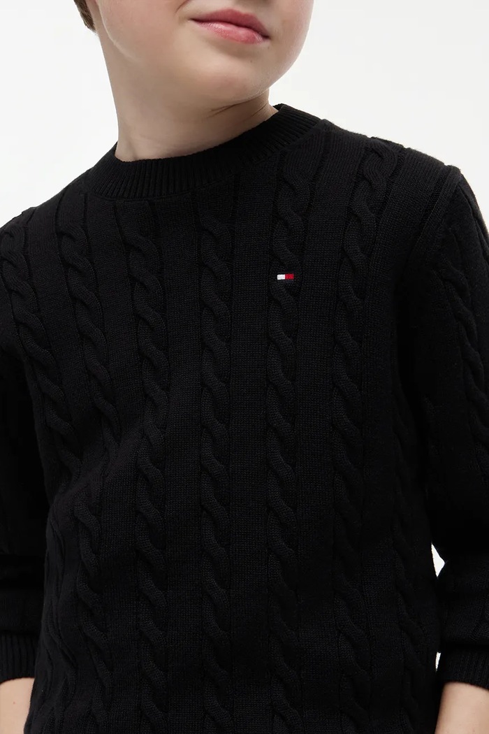 Sweter dziecięcy bawełniany Tommy Hilfiger czarny KB0KB09753.9BY2