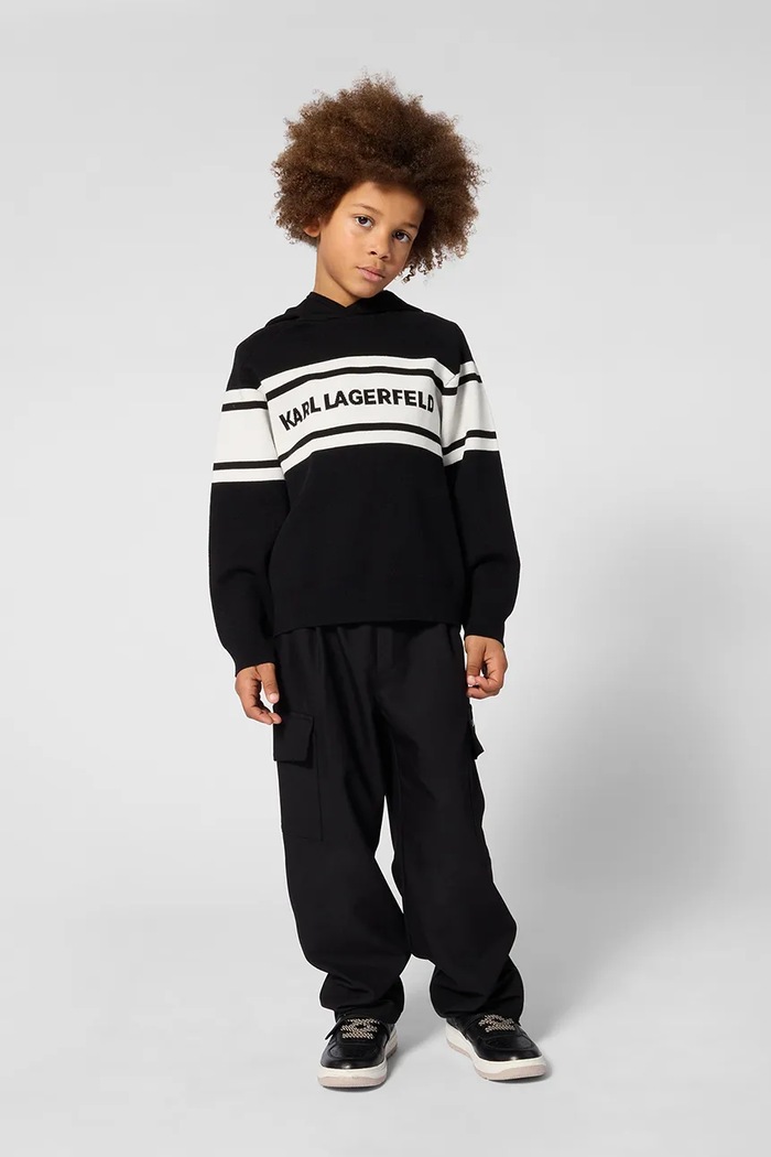 Karl Lagerfeld Pulover za djecu s viskozom crna Z31381.114.150