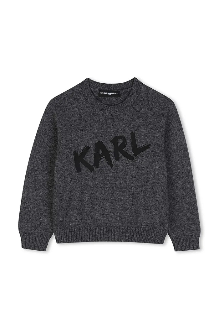 Karl Lagerfeld Pulover za djecu s vunom siva Z31380.162.174