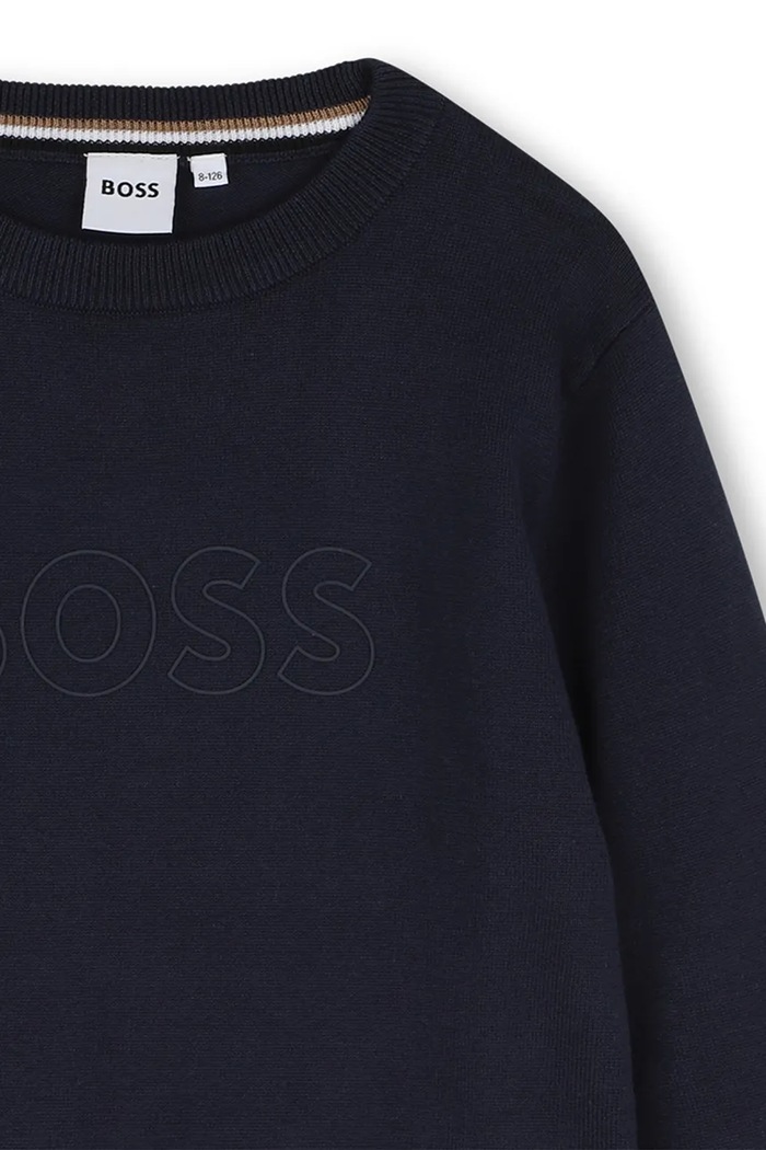 Dečki BOSS Pulover otroški bombažen J53388.162.174 mornarsko modra