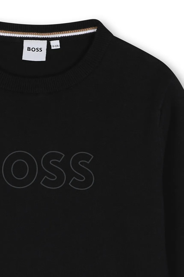 Dečki BOSS Pulover otroški bombažen J53388.162.174 črna