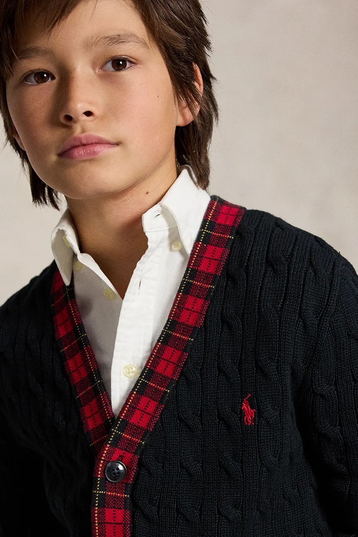 Kardigan za djecu od pamuka Polo Ralph Lauren crna 323B28345002