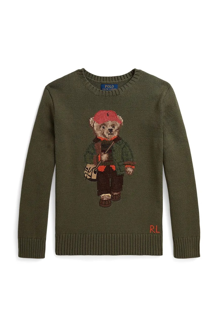 Polo Ralph Lauren pulover otroški bombažen 323B26124001 zelena AW26