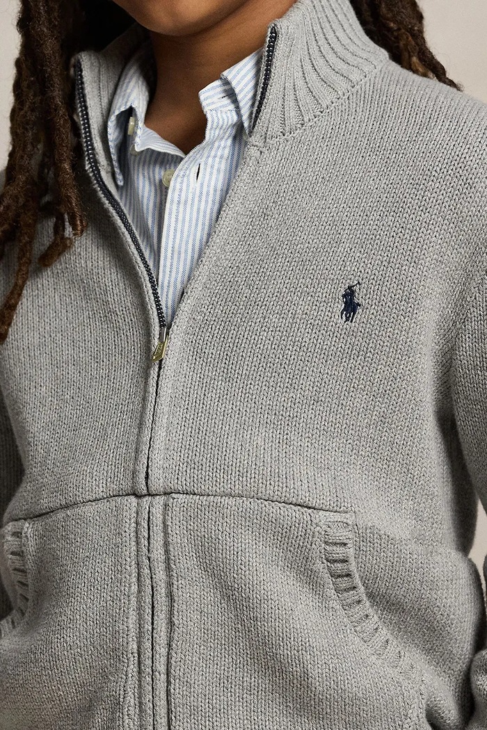 Pulover za djecu od pamuka Polo Ralph Lauren siva 323799411026