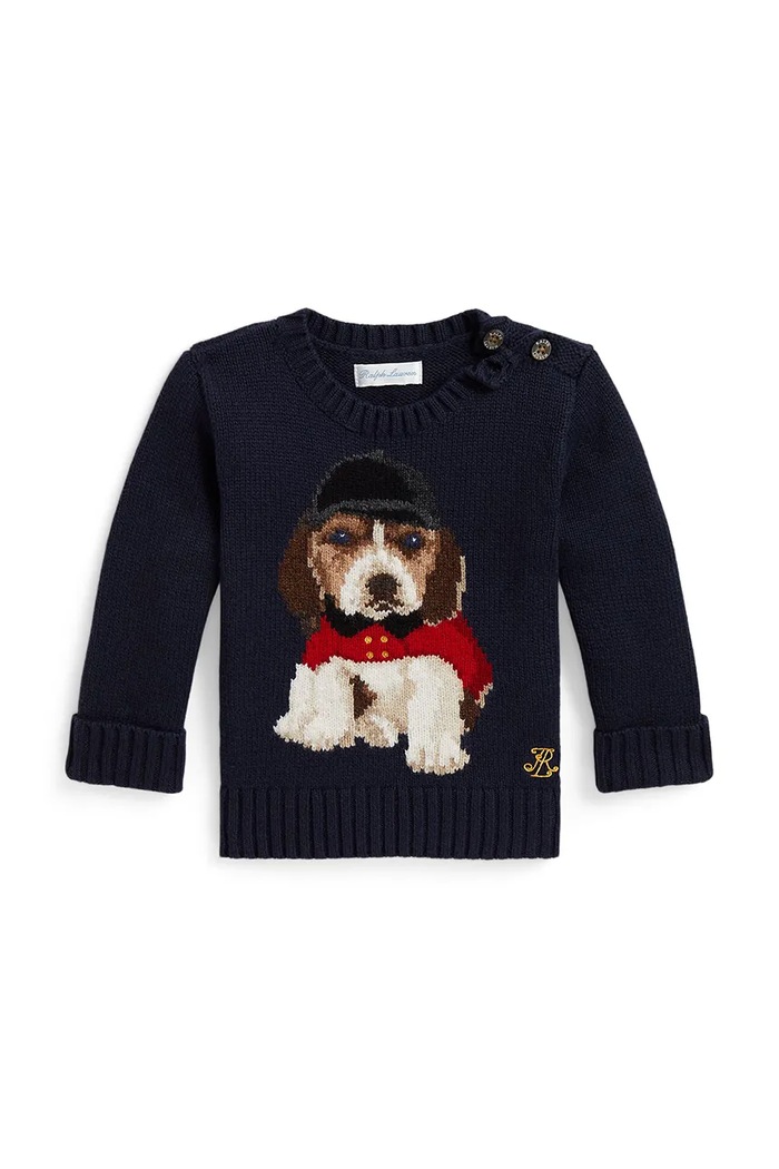 Polo Ralph Lauren Sweter dziecięcy bawełniany granatowy 320B28343001