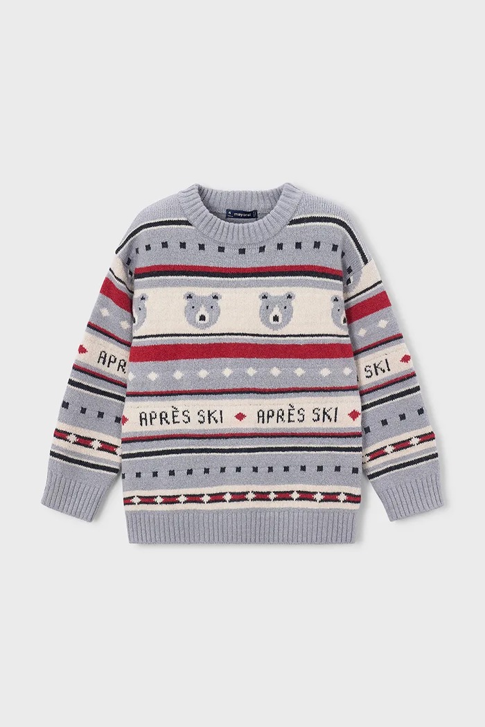Mayoral Sweter dziecięcy z bawełną szary 4308.5G.Mini.9BY2