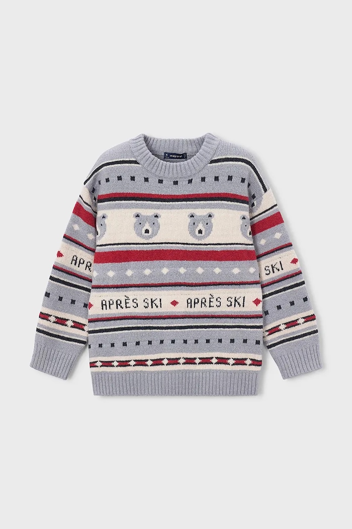Mayoral Sweter dziecięcy z bawełną szary 4308.5G.Mini.9BY2