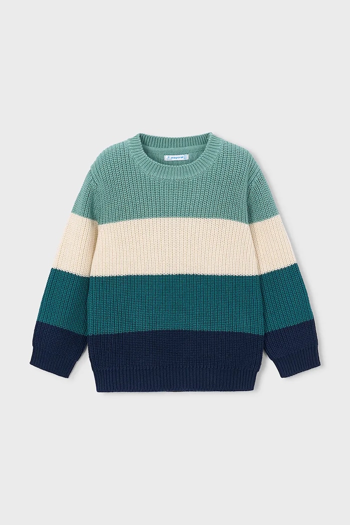 Mayoral pulover otroški z bombažem 4305.5E.Mini.9BY2 turkizna AW26