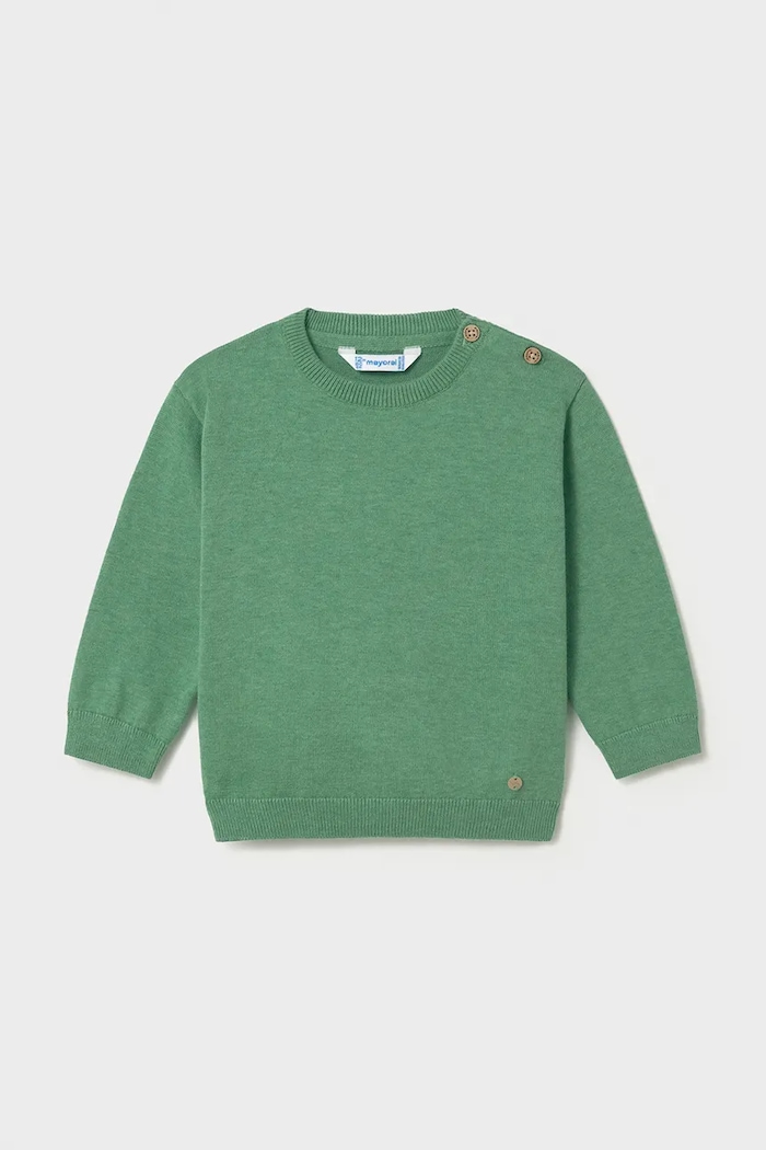Mayoral sweter dziecięcy bawełniany zielony 309.3B.Baby.9BY2