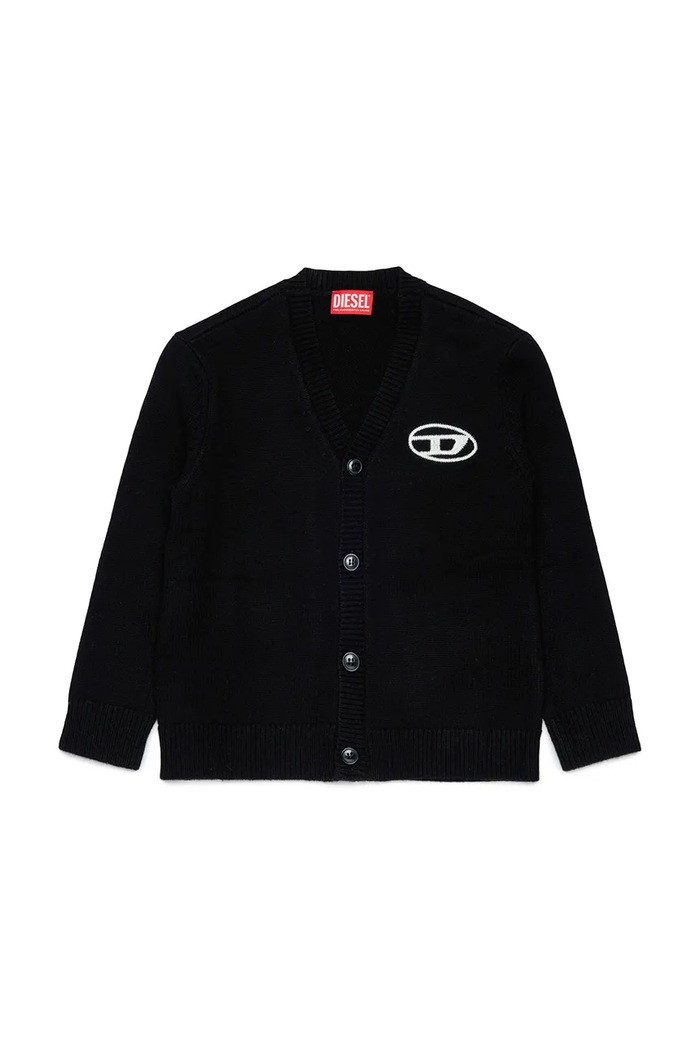 Diesel Kardigan za djecu s dodatkom vune KLABO CARDIGAN OVER KNITWEAR crna J03027.KYAYX