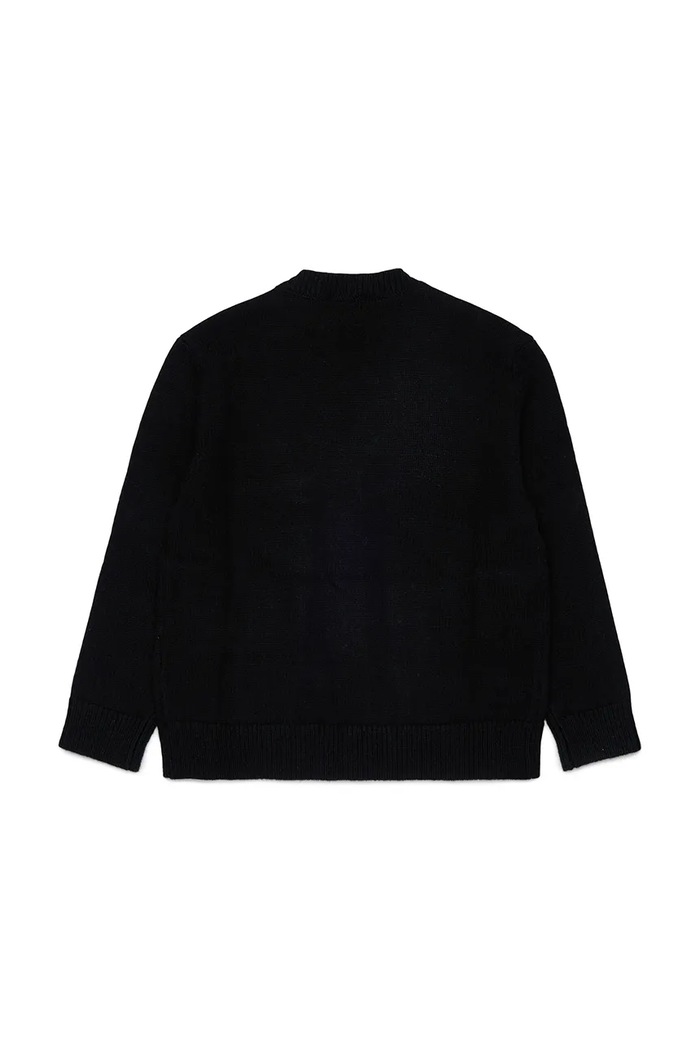 Diesel Kardigan za djecu s dodatkom vune KLABO CARDIGAN OVER KNITWEAR J03027.KYAYX crna AW26