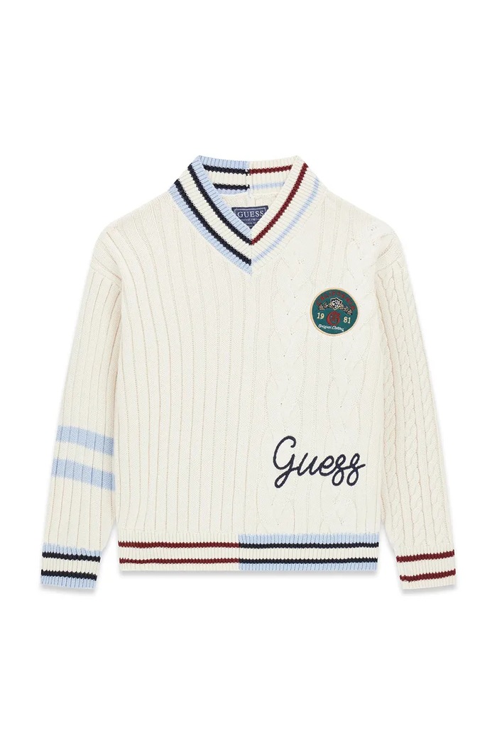 Guess sweter dziecięcy bawełniany L6YR14.Z0892.9BY2 beżowy AW26
