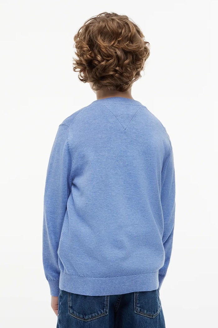Chłopiec Tommy Hilfiger sweter dziecięcy bawełniany KB0KB10307.128.176.9BY2 niebieski