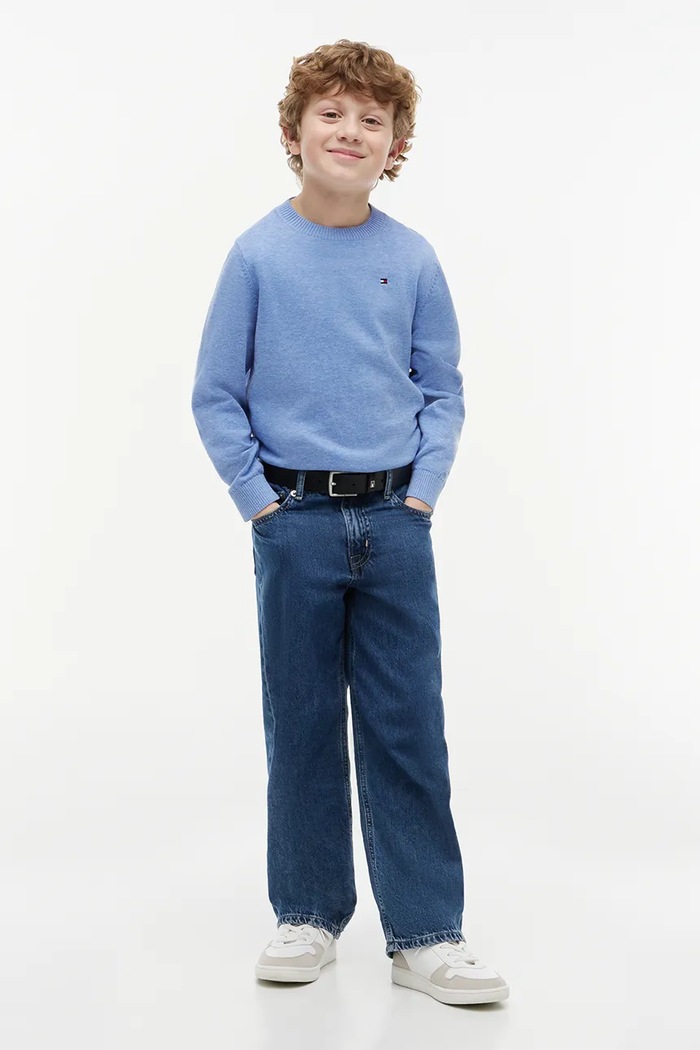Tommy Hilfiger sweter dziecięcy bawełniany niebieski KB0KB10307.128.176.9BY2