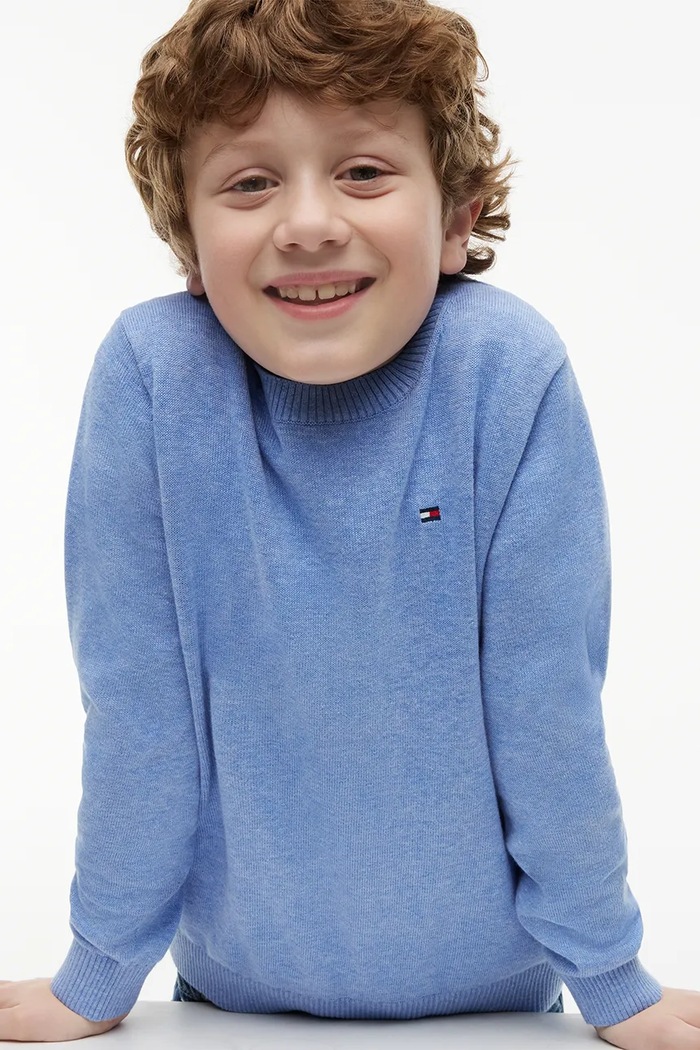 Tommy Hilfiger sweter dziecięcy bawełniany KB0KB10307.128.176.9BY2 niebieski