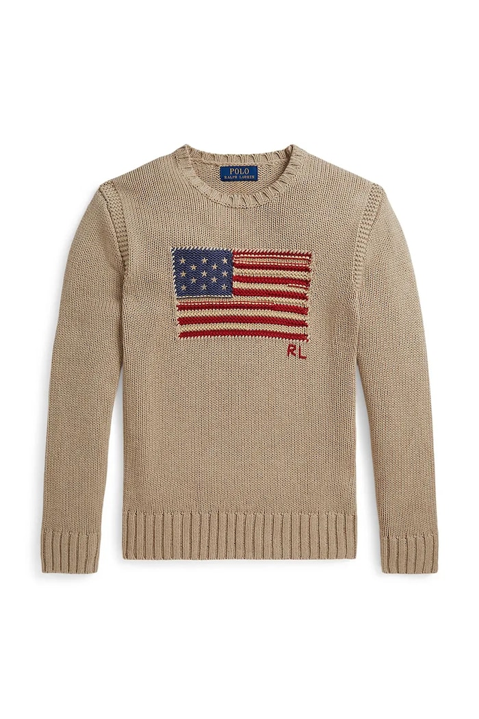 Polo Ralph Lauren sveter detský bavlnený béžová 323B18575001