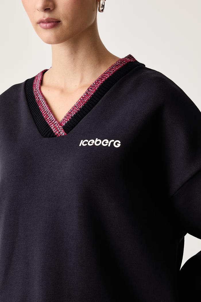 Bluza damska z bawełną Iceberg E010.6316 granatowy
