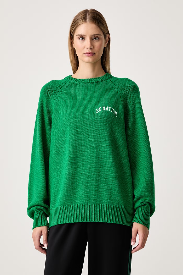 P.E Nation Sweter damski z wełną Legacy zielony 263KF151