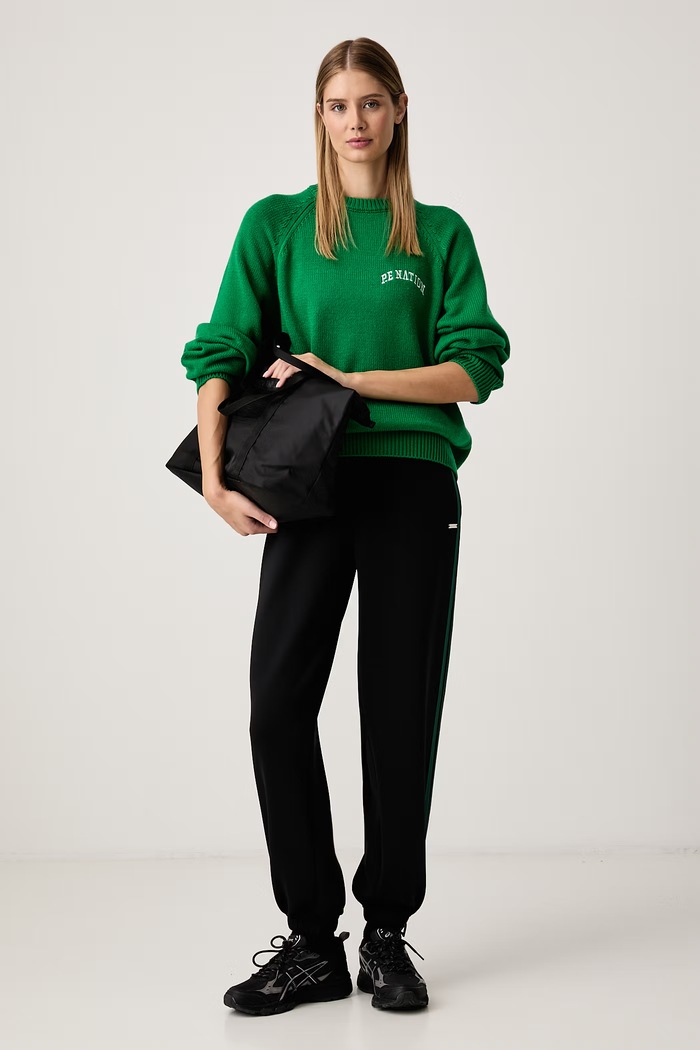 P.E Nation Sweter damski z wełną Legacy 263KF151 zielony AW26
