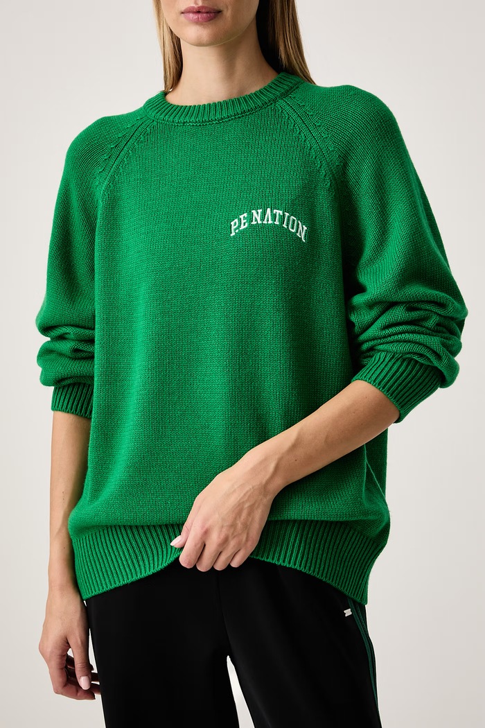 Sweter damski z wełną Legacy P.E Nation 263KF151 zielony