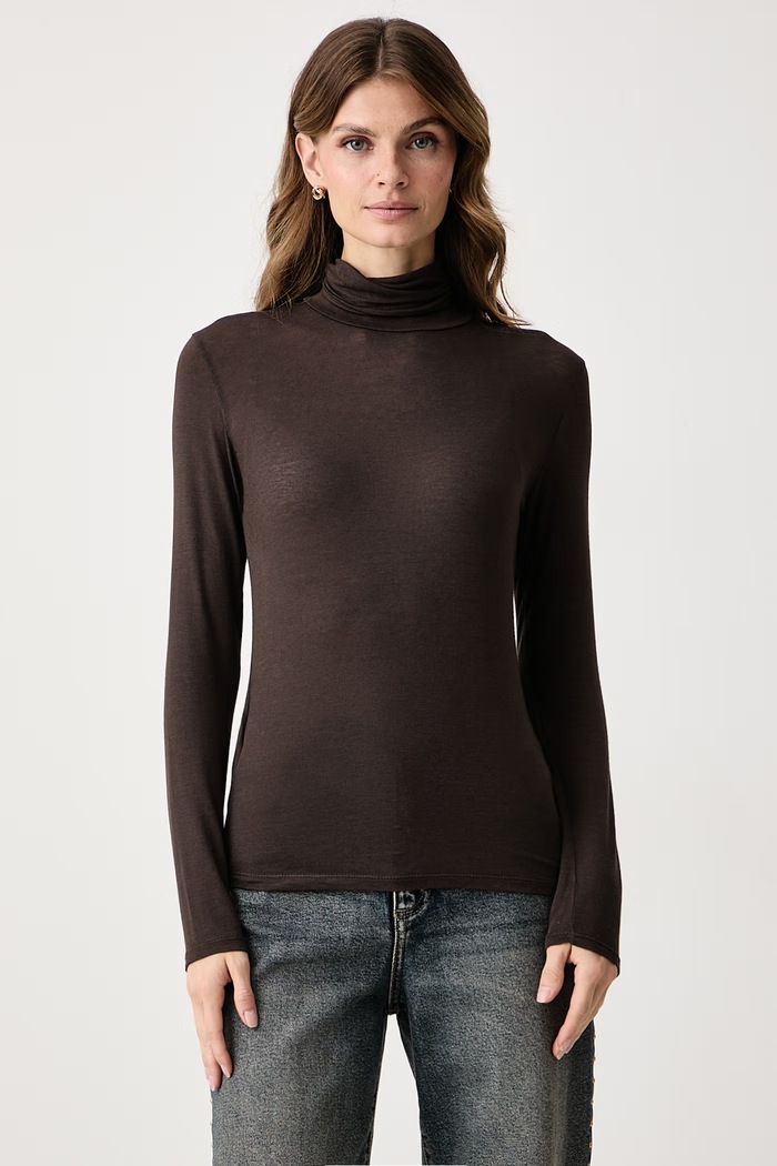Haveone Longsleeve damski z wiskozą brązowy MJS.R119