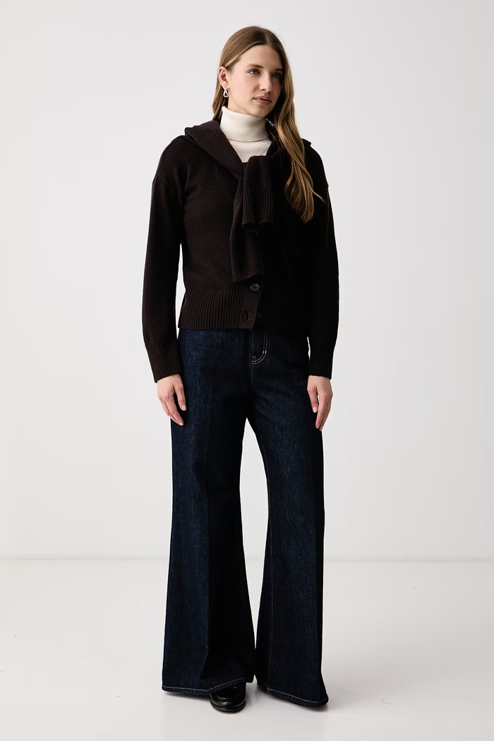 Sisley Ζακέτα Γυναικεία με μαλλί 1EOFL603Y καφέ AW26